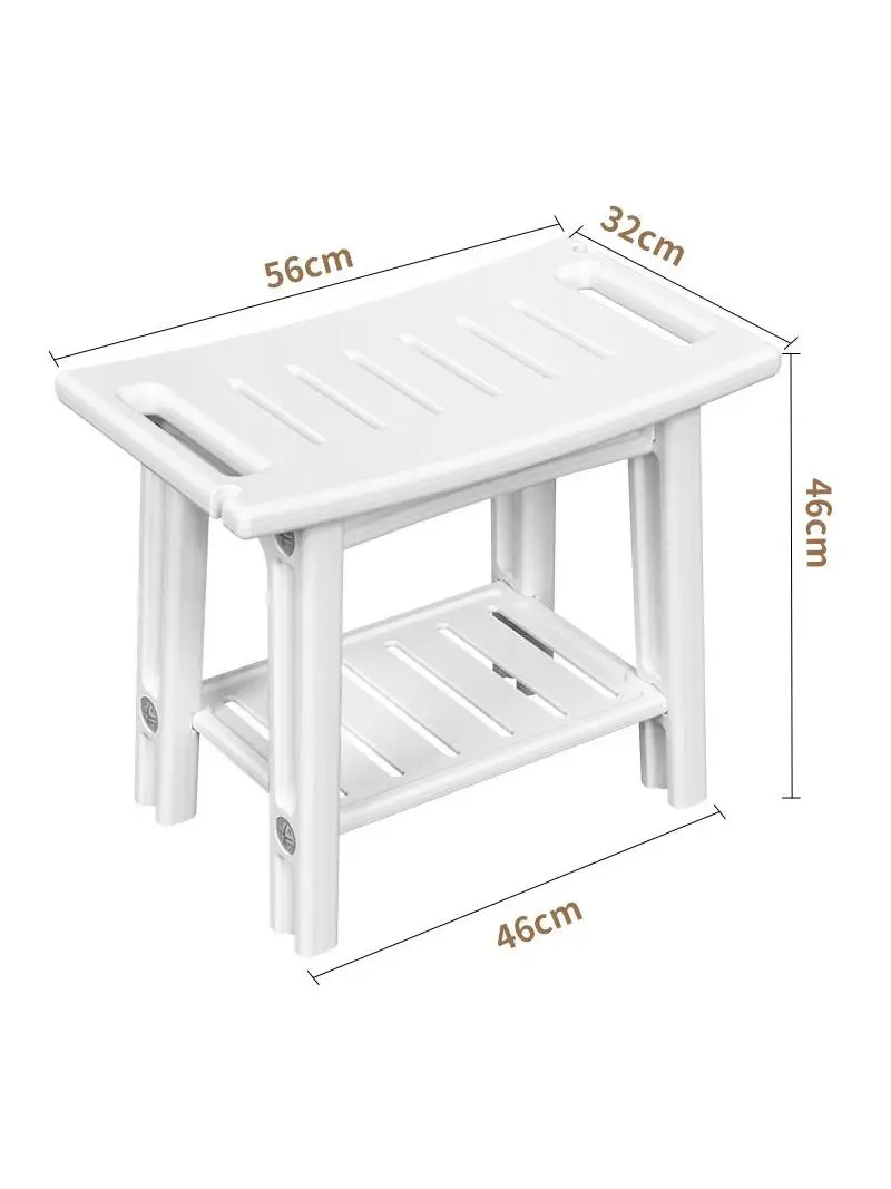 Extra Large Premium Sturdy Non-Slip Two-Tier Shower Stool for Elderly & Pregnant, Foldable Bathroom Storage Seat & Entryway Shoe