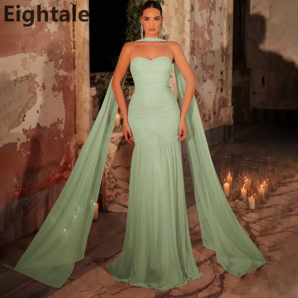 

Eightale 2025 MInt Green Chiffon Sweetheart Evening Dress With Wrap A Line Maxi Prom Party Dress Women Formal Gowns Customized