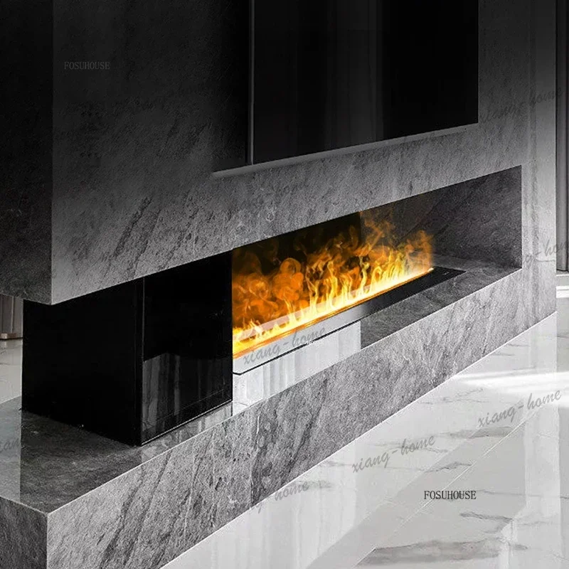 lsEuropean Home Decor Light Luxury Humidifier Bedroom Embedded Fireplace Simulated Flame Decoration Smart 3D Atomized Chimeneas
