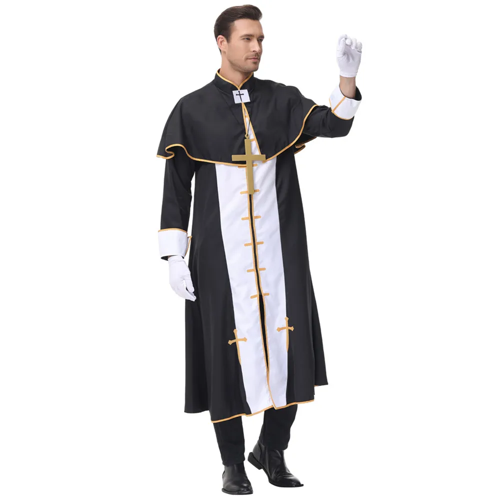 Disfraz de Pascua Purim para Halloween, disfraz de Halloween para hombres adultos, padre, sacerdote, obispo, Pastor, fiesta, vestido elegante