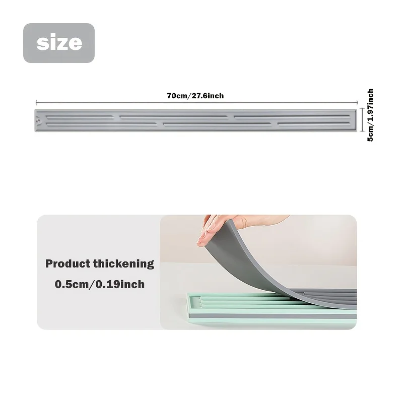 Silicone Sink Drainage Mat 27.56×1.97in, Narrow Extended Countertop Dish‑Drying Pad for Bar & Kitchen