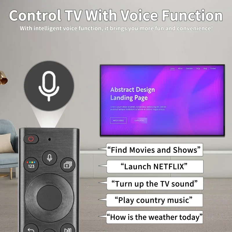 BN59-01385D لاستبدال جهاز التحكم عن بعد بالطاقة الشمسية الصوتي سامسونج مع أزرار NETFLIX PrimeVideo، لتلفزيون سامسونج QE43QN90BAT