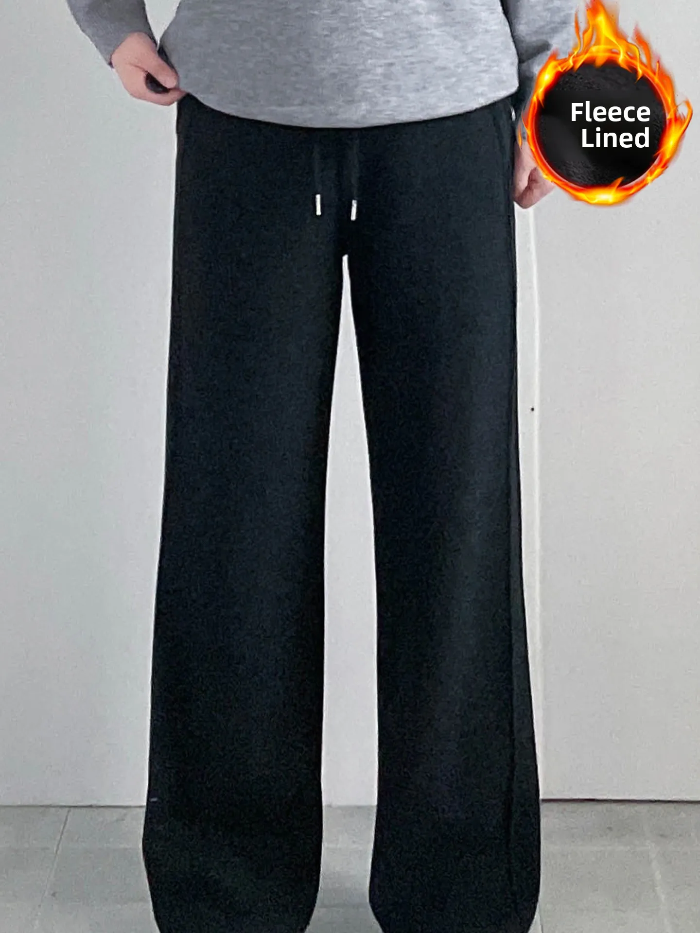 

plus Size Thiened Fce Wide Leg Pants High Waist Straight Cut for plus Size Women Casual Comfortable plus Size Trousers