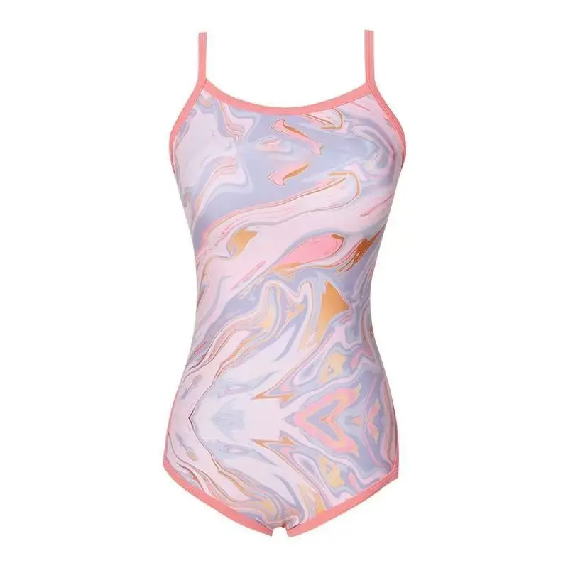 2025 Nieuwe race-eendelig voor dames - Meerkleurig glanzend satijn Kleine buste Vriendelijke professionele atletische danstrainingszwemkleding