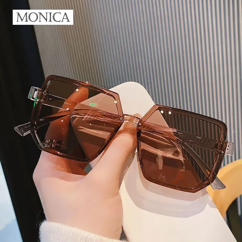 Oversized Sunglasses Man Woman Fashion Rimless Vintage Square Sun Glasses Eyewear Luxury Brand Design UV400 Female Shades