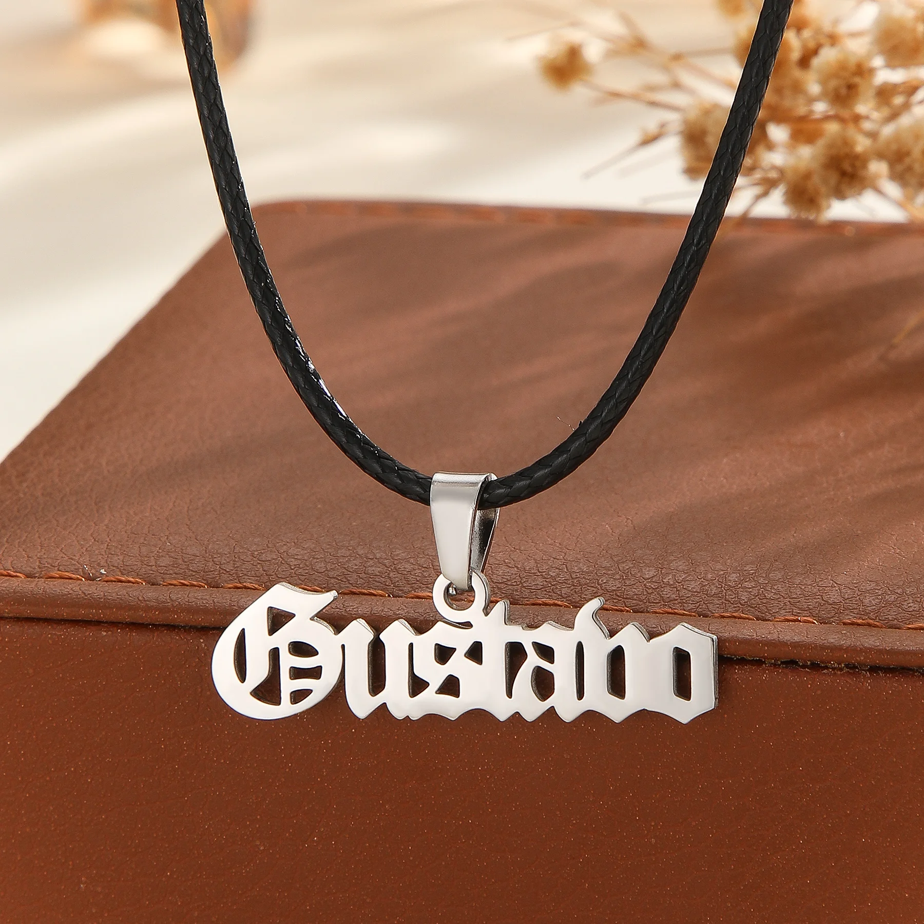 

Personalized Custom Name Necklace for Women Men Couples Stainless Steel Customized Necklace Rope Chain Christmas Jewelry Gift