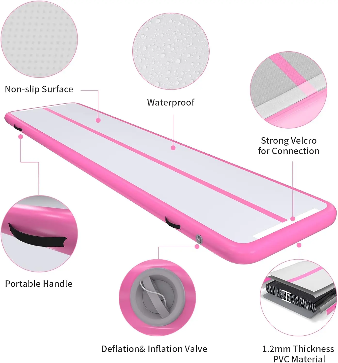 Wholesale 10ft/13ft/16ft/20ft Gymnastics Air Tumbling Mat Inflatable EVA Tumble Track Without Electric Pump For Gym Use
