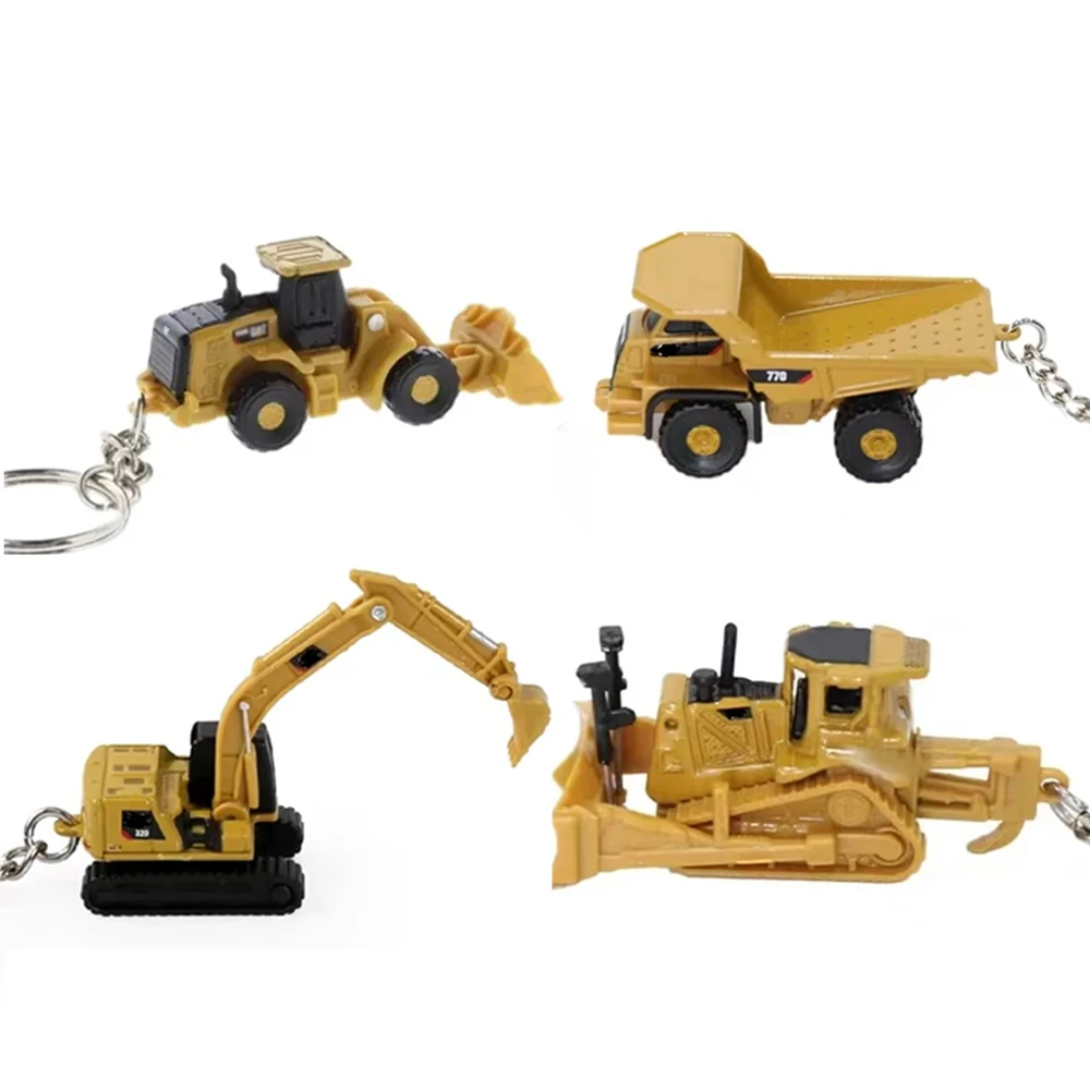 20pcs Excavator D8T 770 Loader 950M Excavator Tip Truck Diecast Mini Engineering Keychain Bulldozer Alloy