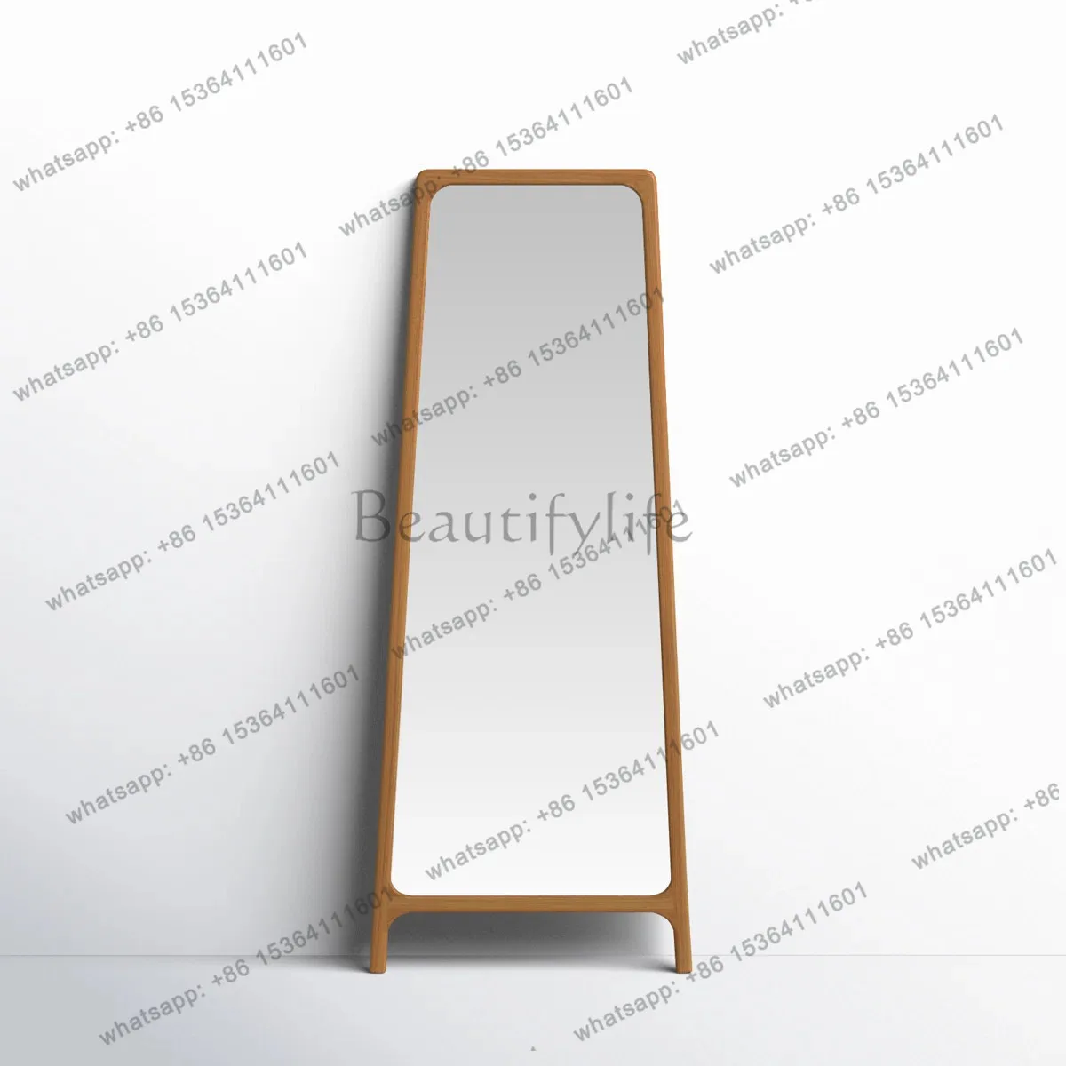 Floor mirror Light wood rectangular dressing Home bedroom Full body fitting mirror
