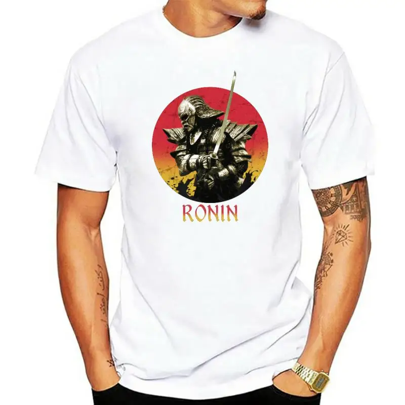 Trendy Ronin Samurai Print Male Tops Men Black Tee Shirt Short Sleeve Family Father's Day Custom Cartoon T-shirt Japan