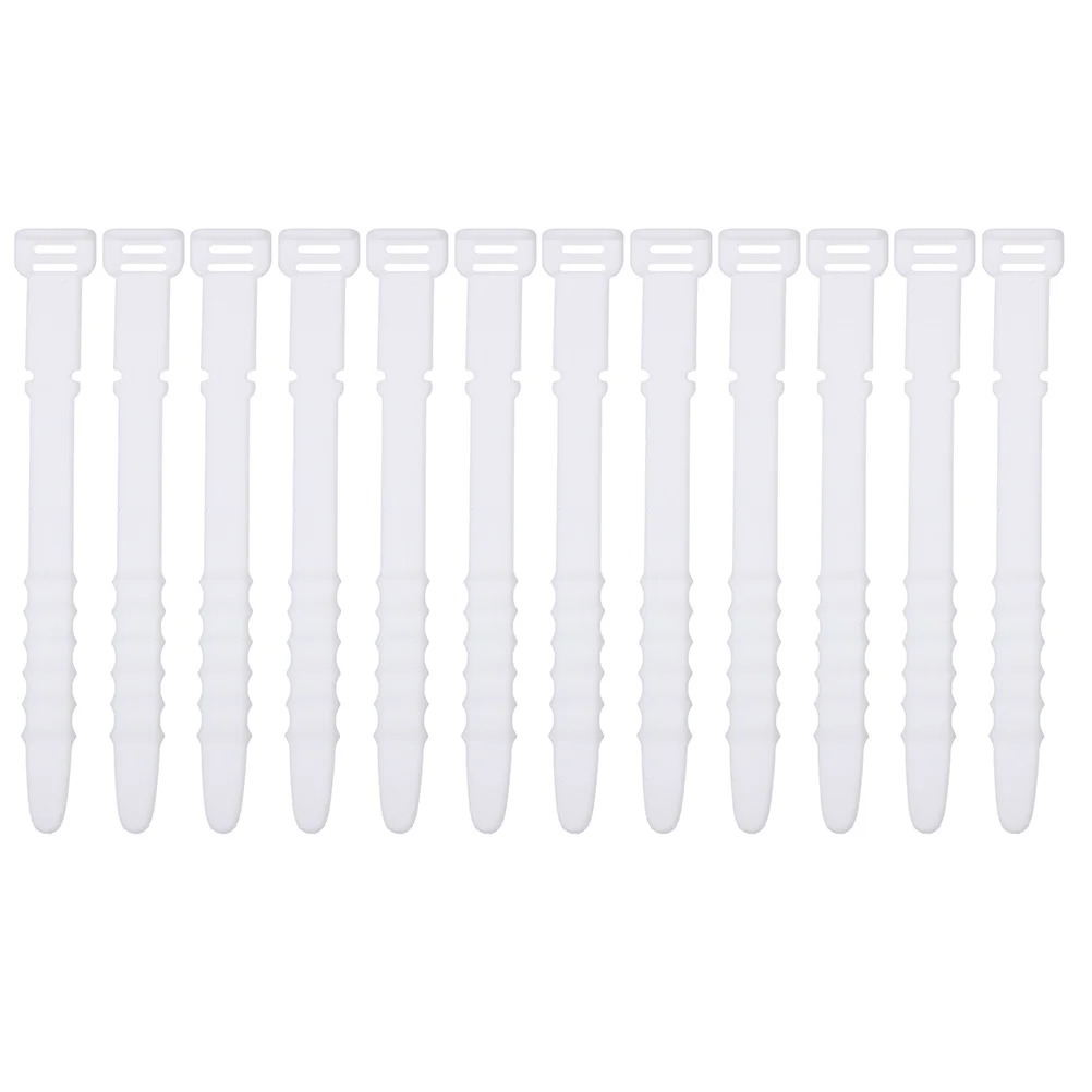 

12 Pcs Cable ganizer Silicone Wire Manager Holder Cord Storage Tool Ties Silica Gel White Desk Tidy Cable Winders Cables Holders