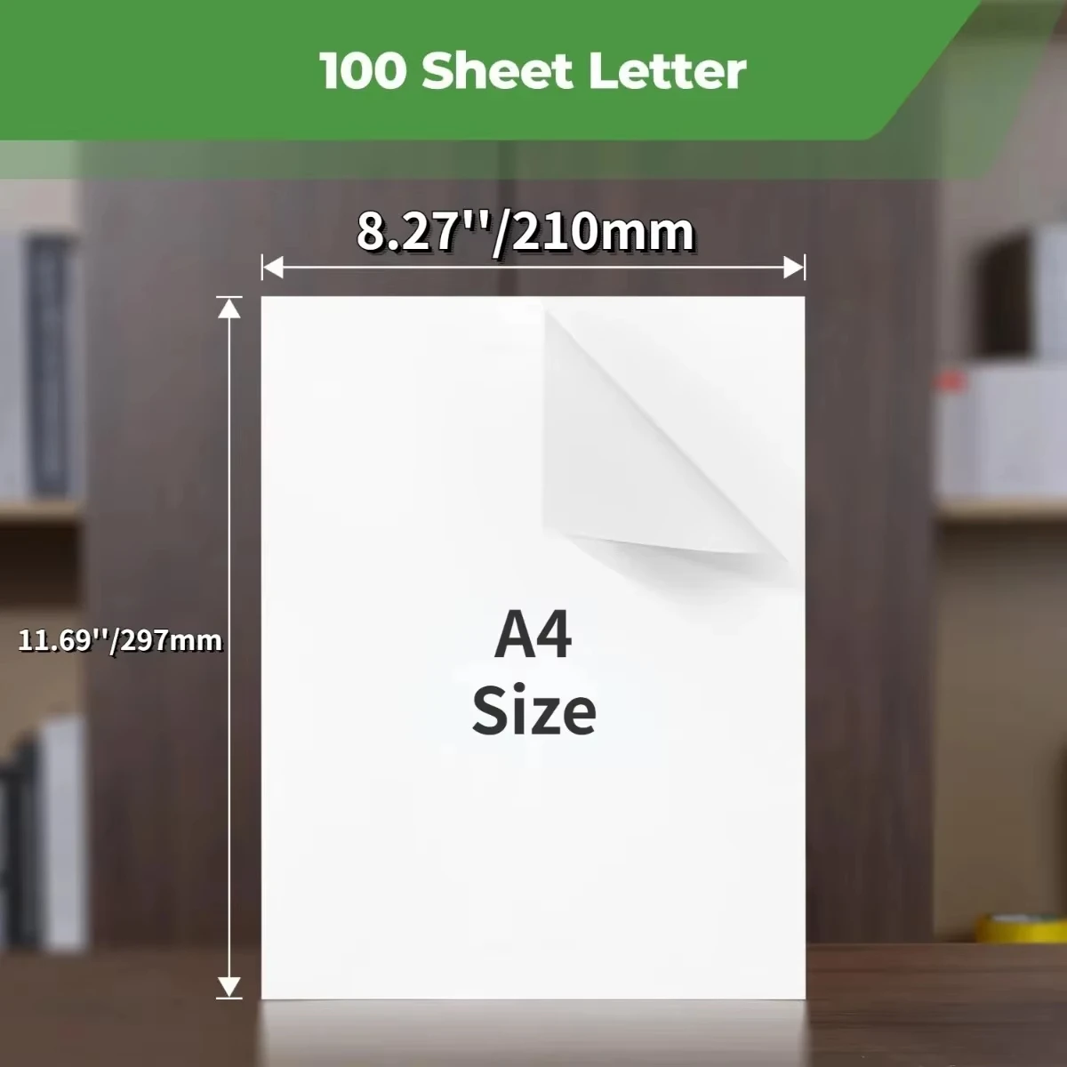 Papier d'imprimante à papier thermique A4 pour imprimante portable A4, pour M08F-Letter, M08F M832,M833, M834,M835, taille 8.27 "× 11.69", 100 feuilles