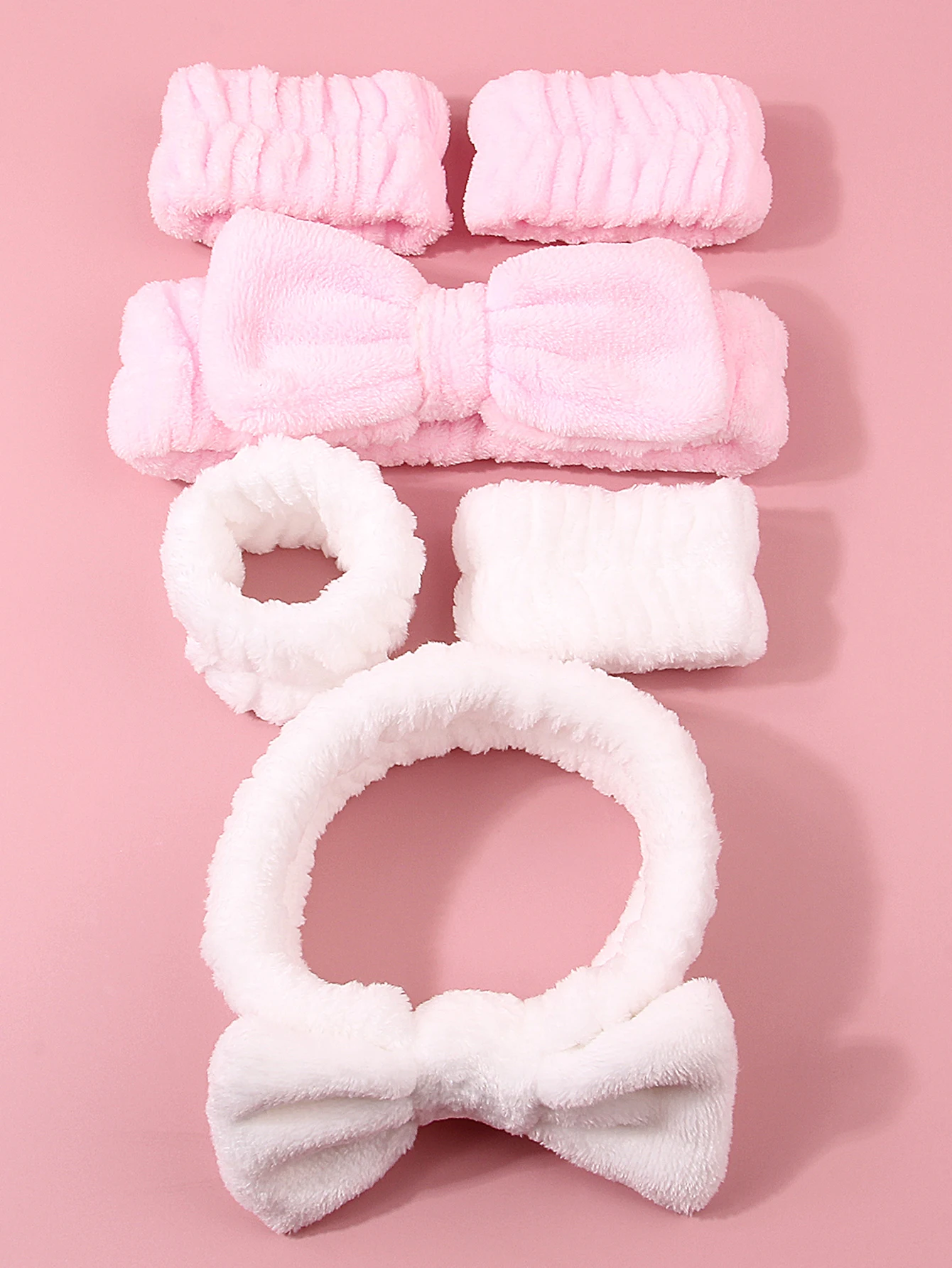 3/6-teiliges Set aus Plüsch-Haarband/Handgelenksband mit Schleife, feuchtigkeitsbeständiges Haarband für Make-up/Toilettenartikel für Männer und Frauen – Detail 7