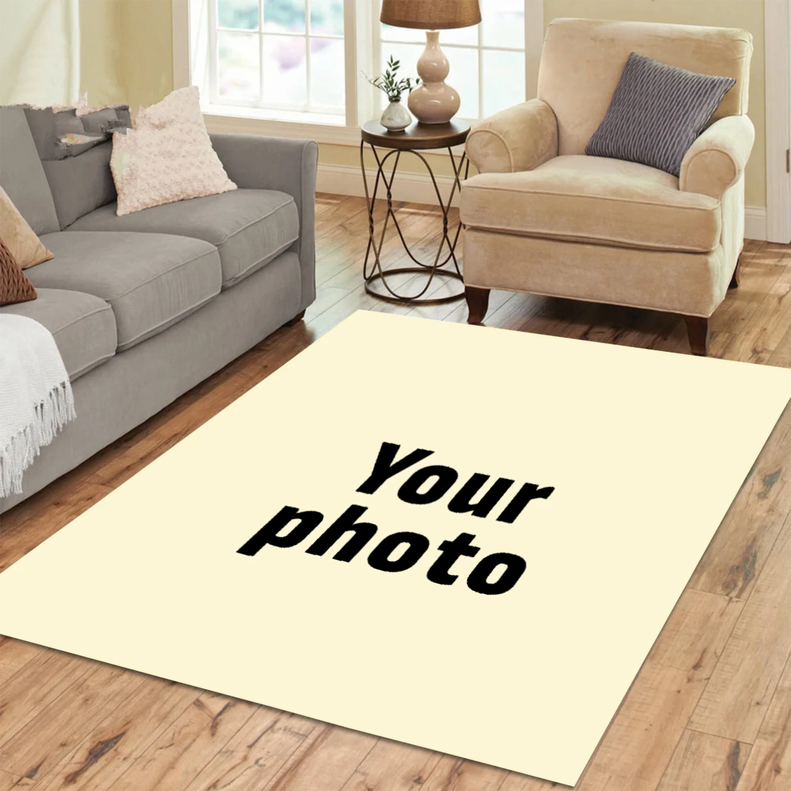 Custom Photo Text Area Mat Carpet Rug Printed Rectangle Rugs for Adult Yoga Living Room Decorative Personalized Entrance Doormat