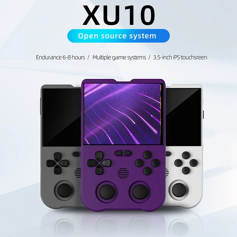 XU10 وحدة تحكم ألعاب ريترو ، عصا تحكم مزدوجة ، مشغل ألعاب ثلاثية الأبعاد ، RK3326S ، 64Bit ، 3000mAh ، شاشة IPS ، 128G ، 3.5"