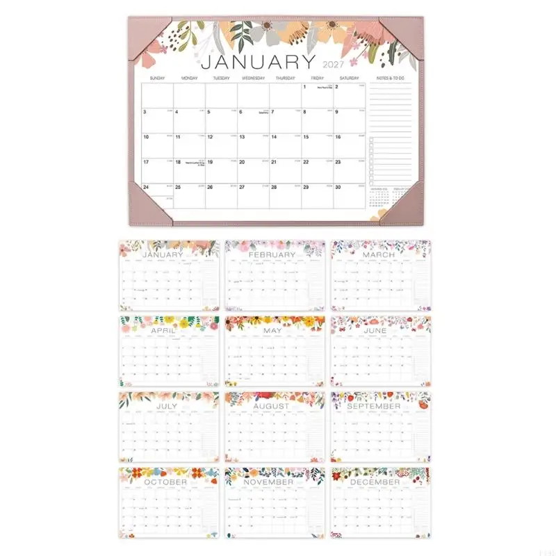 2027 Desk Calendar with Sunday-to-Saturday Monthly Grids, Lined Note and To-Do List for Office Scheduling and Dates F19E
