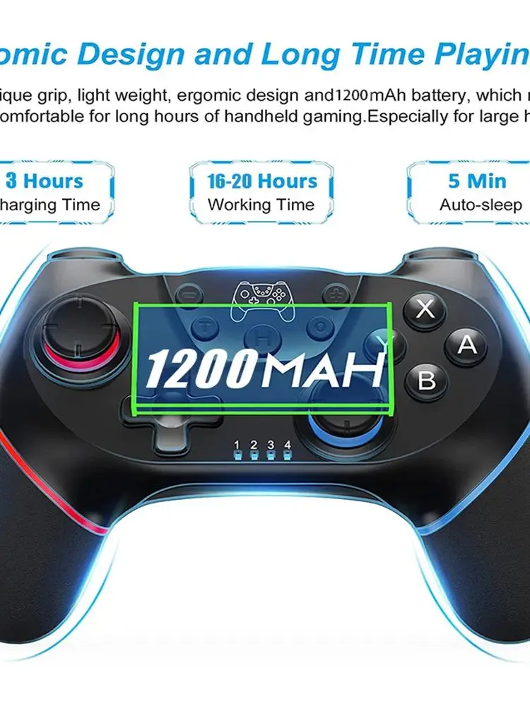 Manette de jeu sans fil STORM WYRM avec fonctions Turbo et double Vibration réglables pour Switch/Switch Lite/Switch OLED