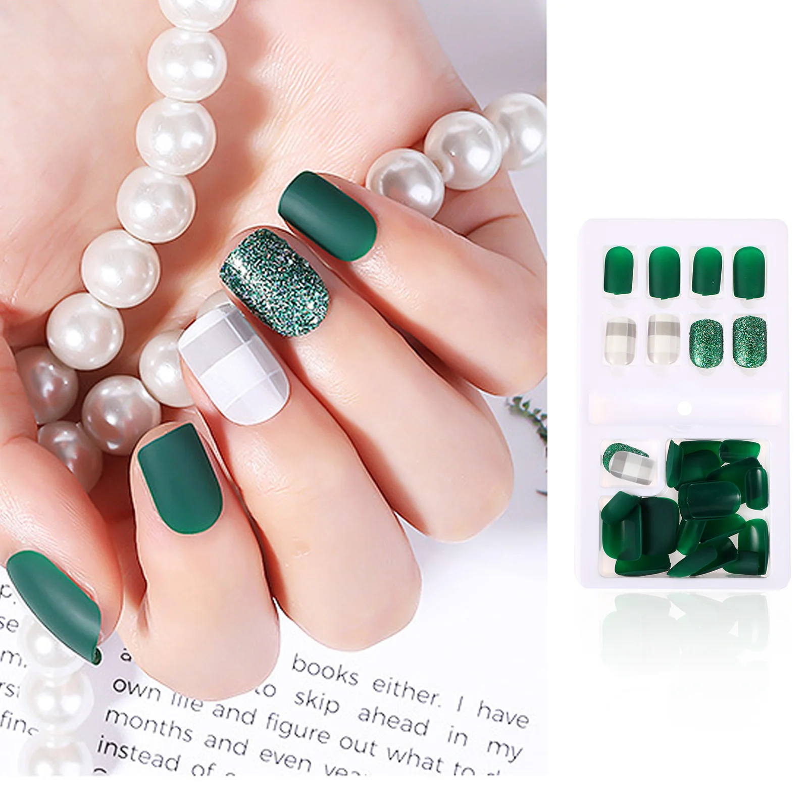 4 paquetes de uñas postizas, cobertura completa, puntas para decoración de uñas, diseño de manicura desmontable para bricolaje, boda, graduación, uso en salón, pegatinas para uñas postizas