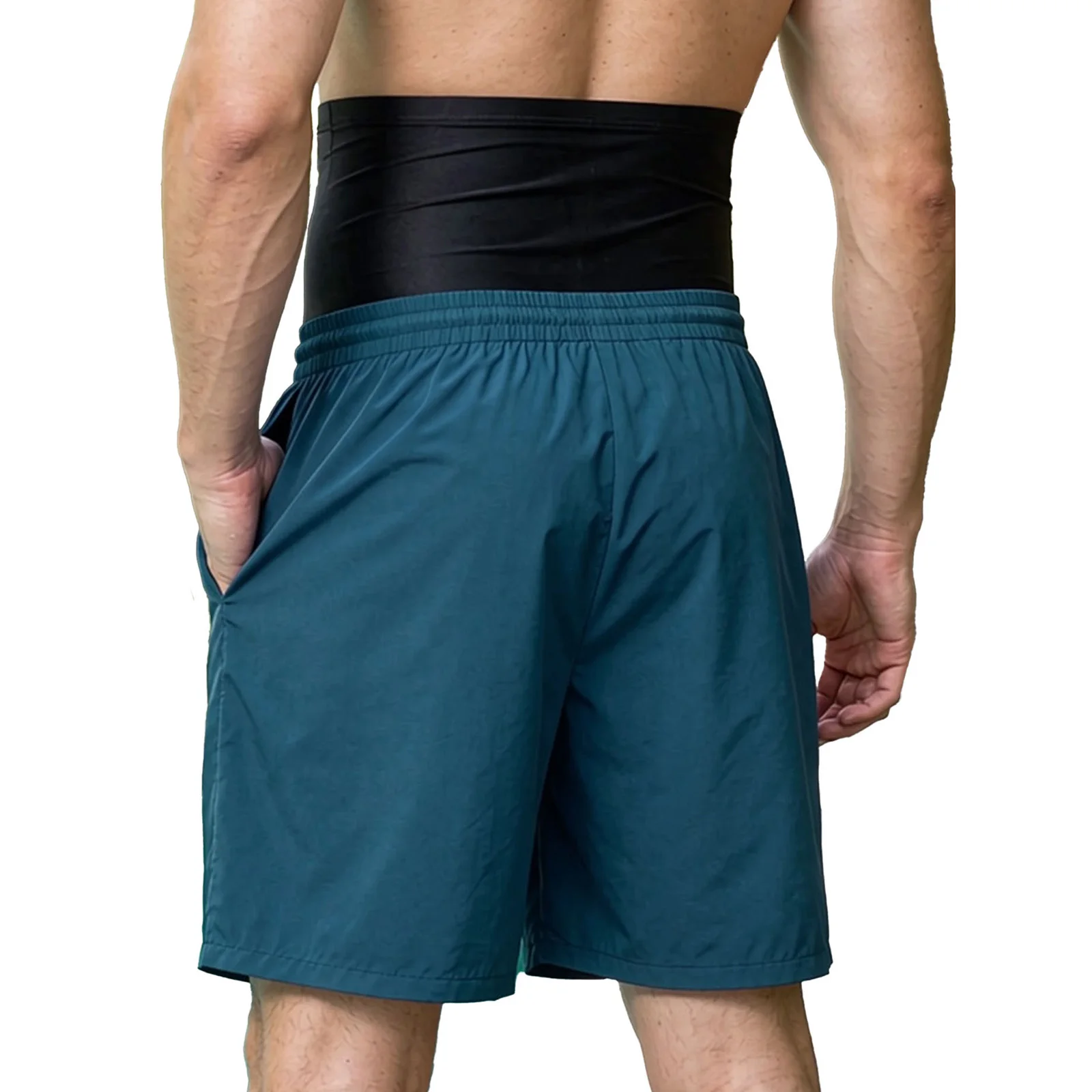Mens Quick Dry Swim Trunks Drawstring High Waist Tummy Control Shorts Workout Sportswear Beach Surfing Bathing Suit Swimwear