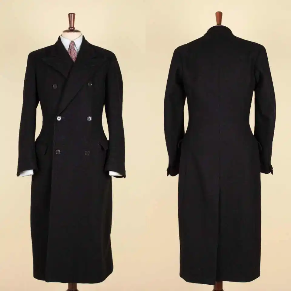 Luxury Thickened Men Wool Long Coat Notched Lapel Winter Outerwear For Formal Banquet Evening Party Event Customized