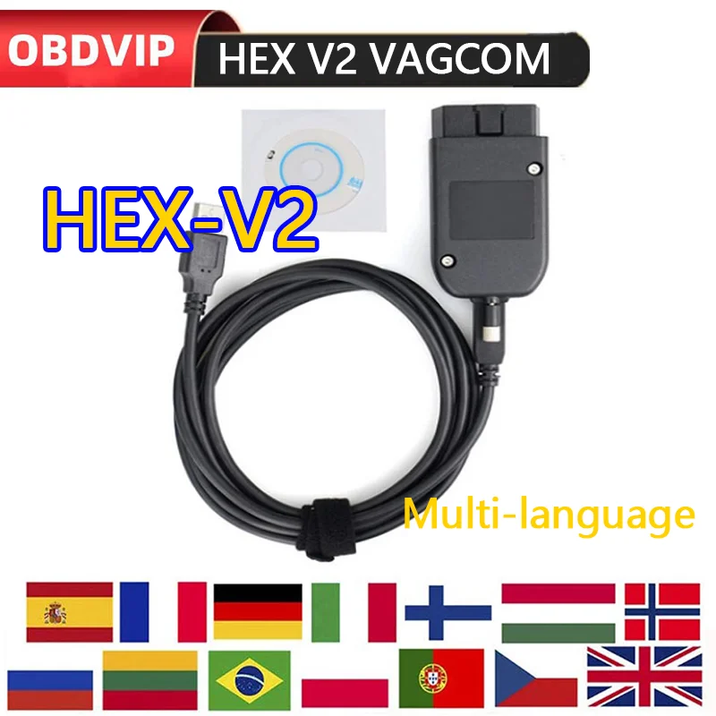 2022 Newest VAGCOM 22.9 OBD2 Scanner HEX V2 USB Interface FOR VW AUDI Skoda Seat Unlimited VINs English Atmega162