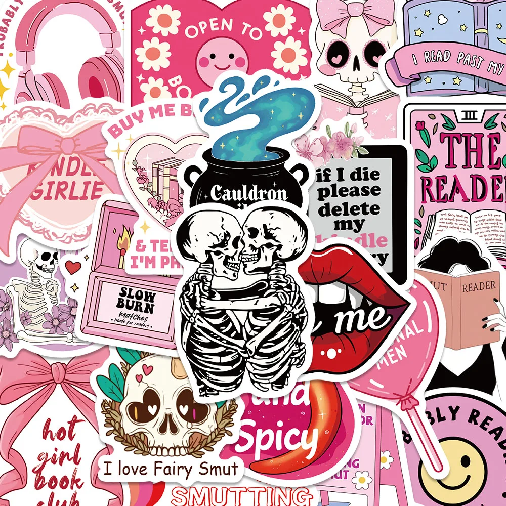 

50PCS Pink Smut Stickers Cartoon Graffiti Decals For Laptop Refrigerator Skateboards Auitcase Storage Box DIY Decorate Stickers