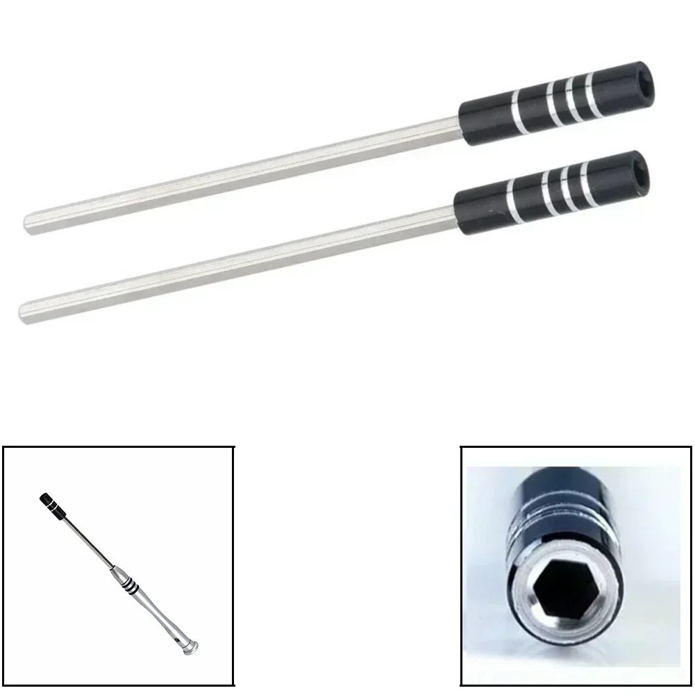 2pcs Magnetic Metal Shaft Extension Bar Rods Hex Shank Socket Adapters For 1/8 Screwdrivers Bits Holders Hand Tools 123mm