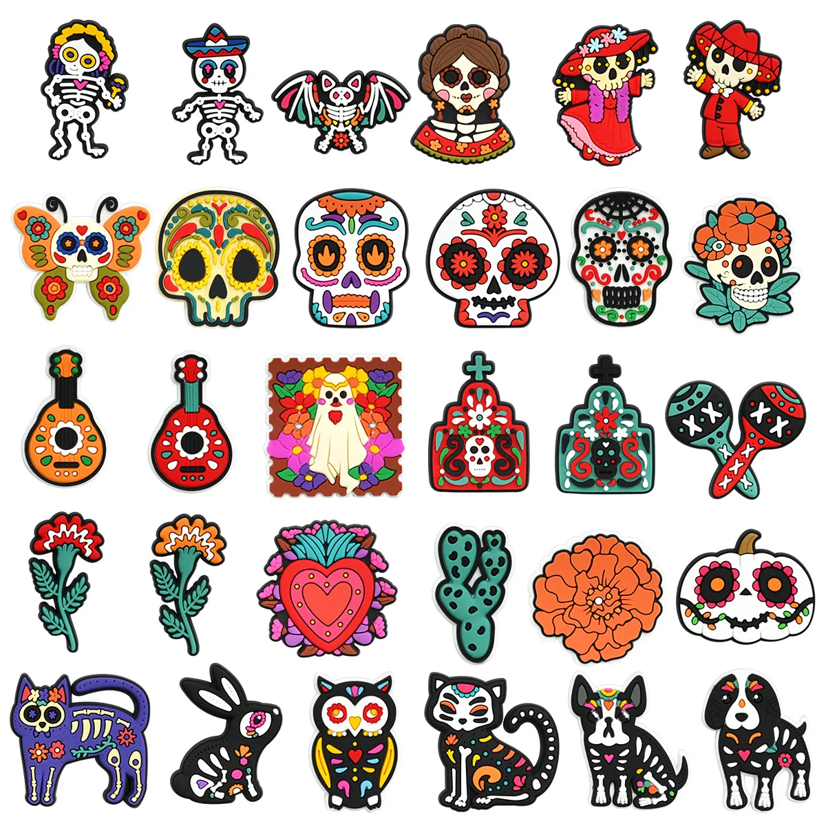 Hot Toys 9-100pcs Ghost Festival Shoe Charms Accessories Decorations PVC Classic Clog Buckle for Kids Party Halloween Gifts