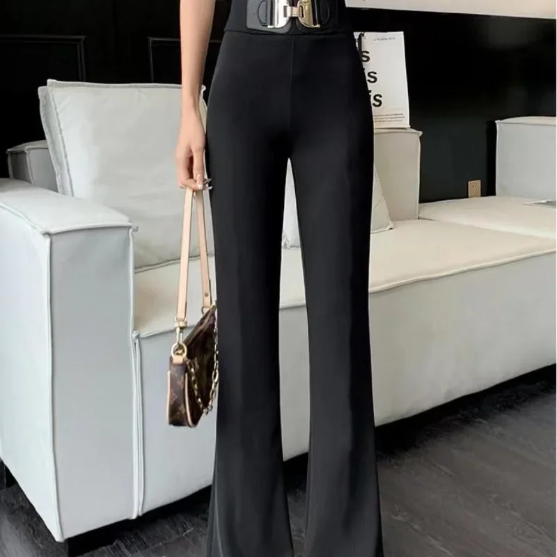 

Straight Casual Drooping Casual Pants Black Women's Spring Summer 2025 New High-waisted