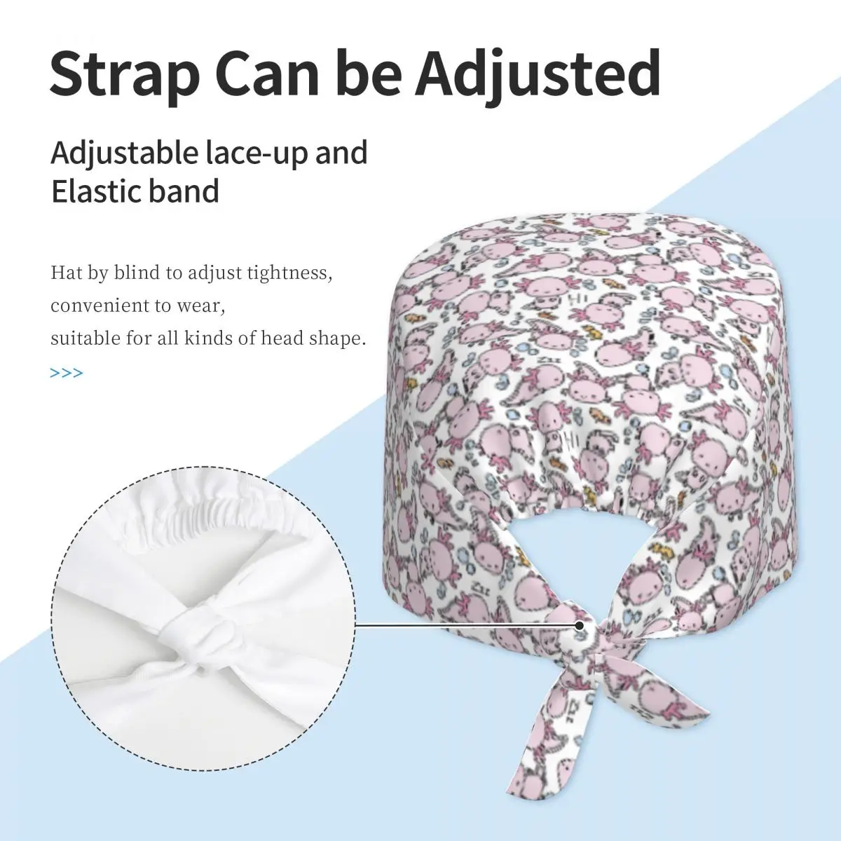 Swimmy Axolotls Scrub Hat Doctor Working Surgical Cap Men Women Adjustable Nursing Caps for Dentist