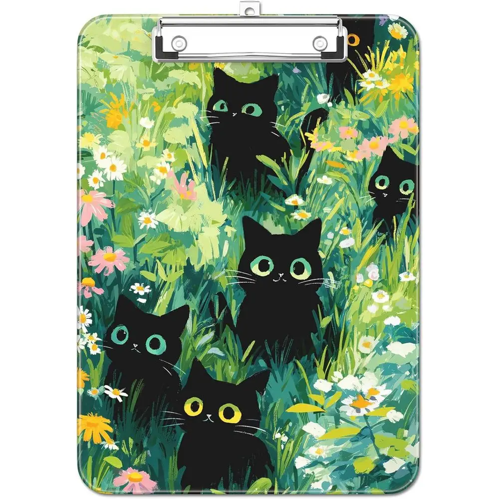 

A4 Black Cats Cute Clipboard with Metal Clip, 8.5 x 11 or 9 x 12.5 inches, for Teachers, Nurses, and Classrooms