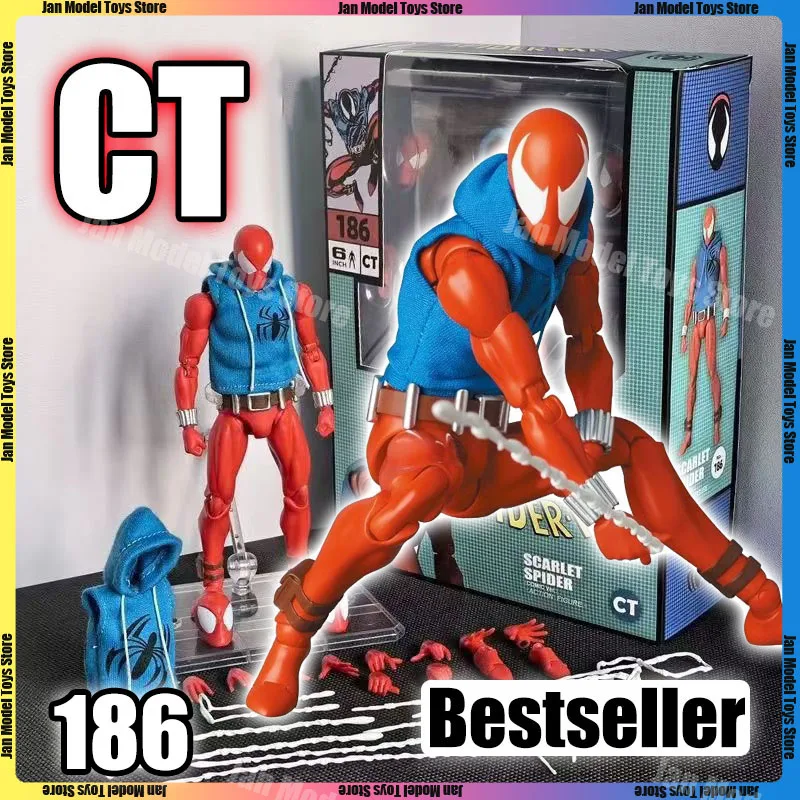 

In Stock Ct Toys Spiderman Mafex 186 Scarlet Spider Ben Reily Comic Spider-Man Anime Action Figure Figurine Model Gifts Toys