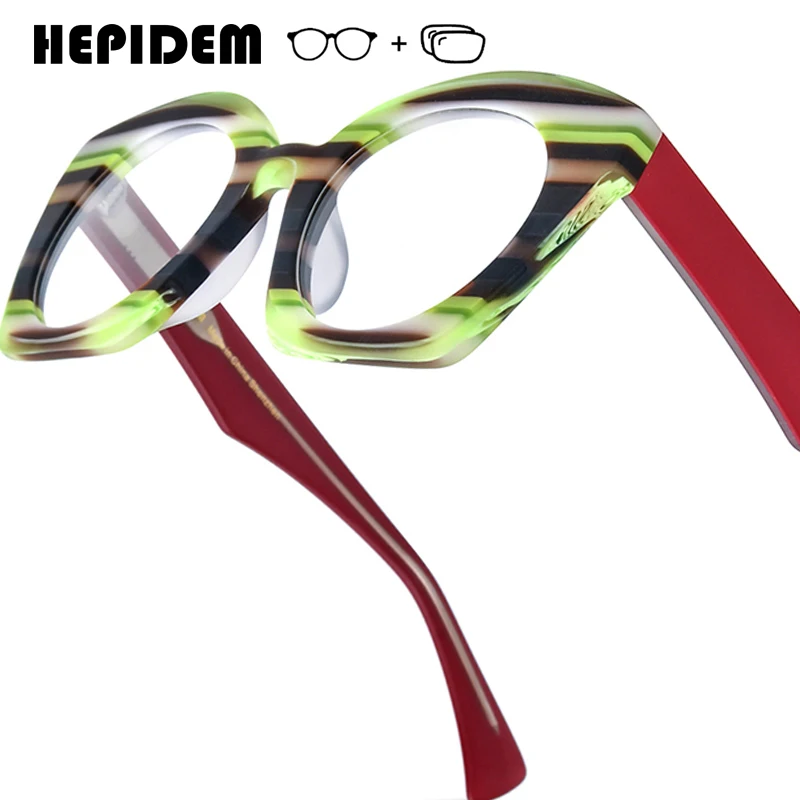 

HEPIDEM Progressive Prescription Glasses Photochromic Myopia Optical Lenses Custom Eyewear Men Women Acetate Oversize Eyeglasses