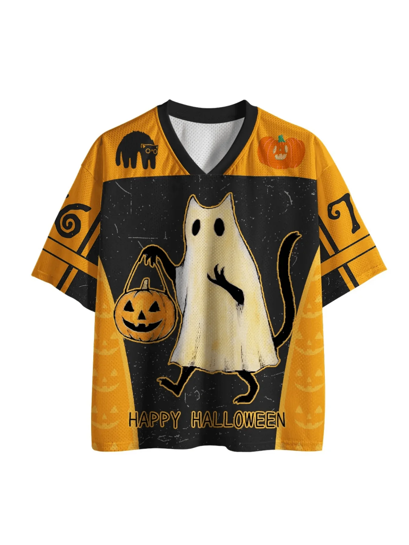 Trendy Animal Print Halloween Short Sleeve Top Unisex Hip‑Hop Streetwear Y2K Harajuku Punk Casual Daily Outdoor Holiday Tops