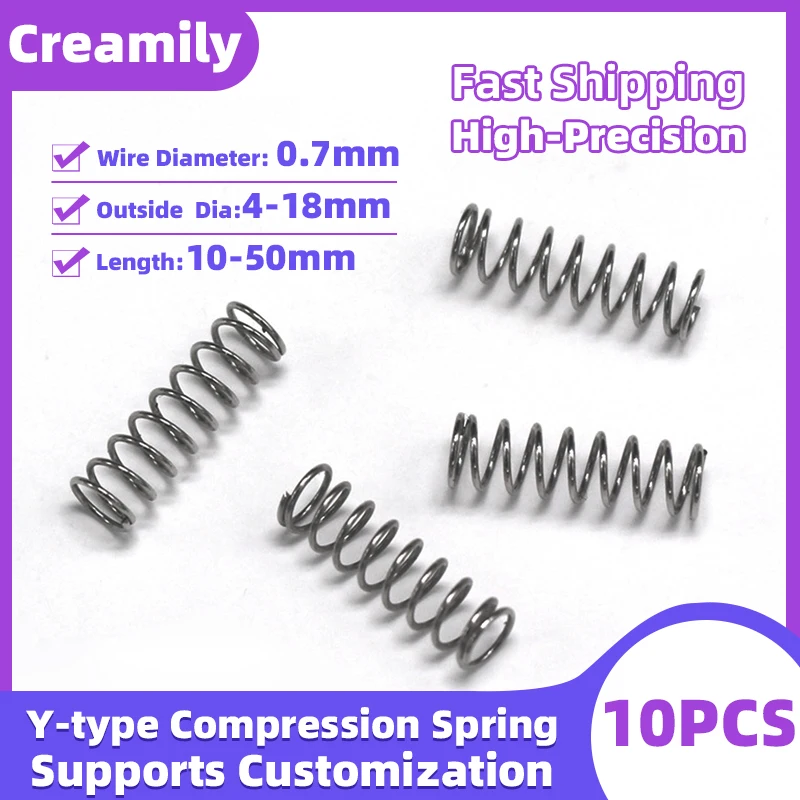Creamily 10PCS Pressure Spring Mini Return Release Compressed Spring Micro Small Springs Wire Diameter 0.7mm OD=4-18mm L=10-50mm