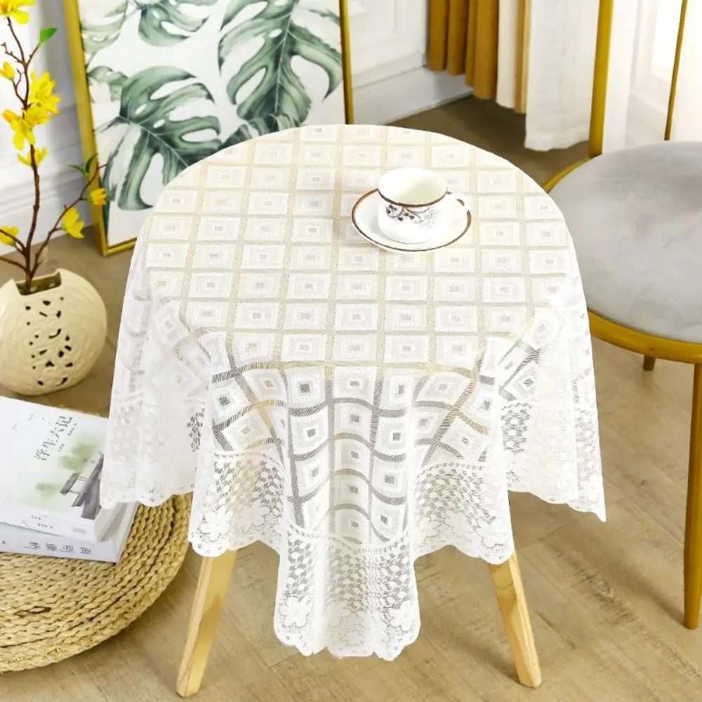 White Lace Tablecloth Sheer Non-slip Photography Tablecloth Nordic Style Flower Embroidered Table Mat Photography Backdrop Decor
