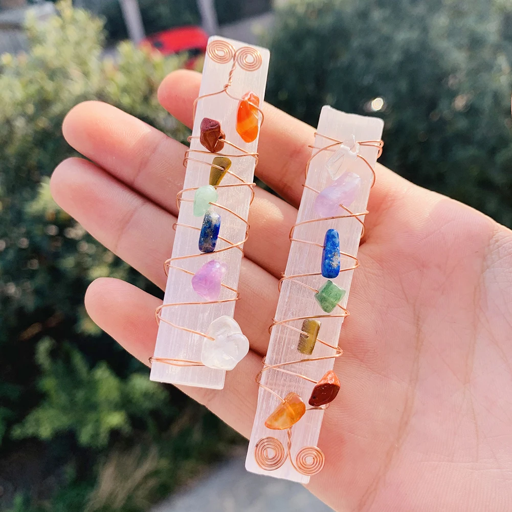 

Chakela Selenite Stone Gypsum Craft Pendulum Gravel Copper Wire Healing Meditation Crystal Quartz Energy Orgone Yoga Spiral