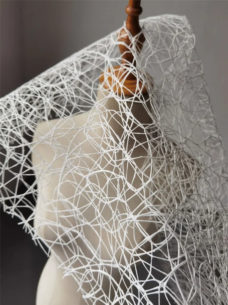 Disorderly Hollow Mesh Fabric White Bird\'s Nest Texture DIY Modeling Design Creative Art Props Decor Dress Designer Fabric