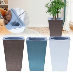 Tall Planter Brick Pattern Flowerpot Imitation Metal Plastic Flower Pot Square Tall Floor Standing Pot Gardening & Home Decor