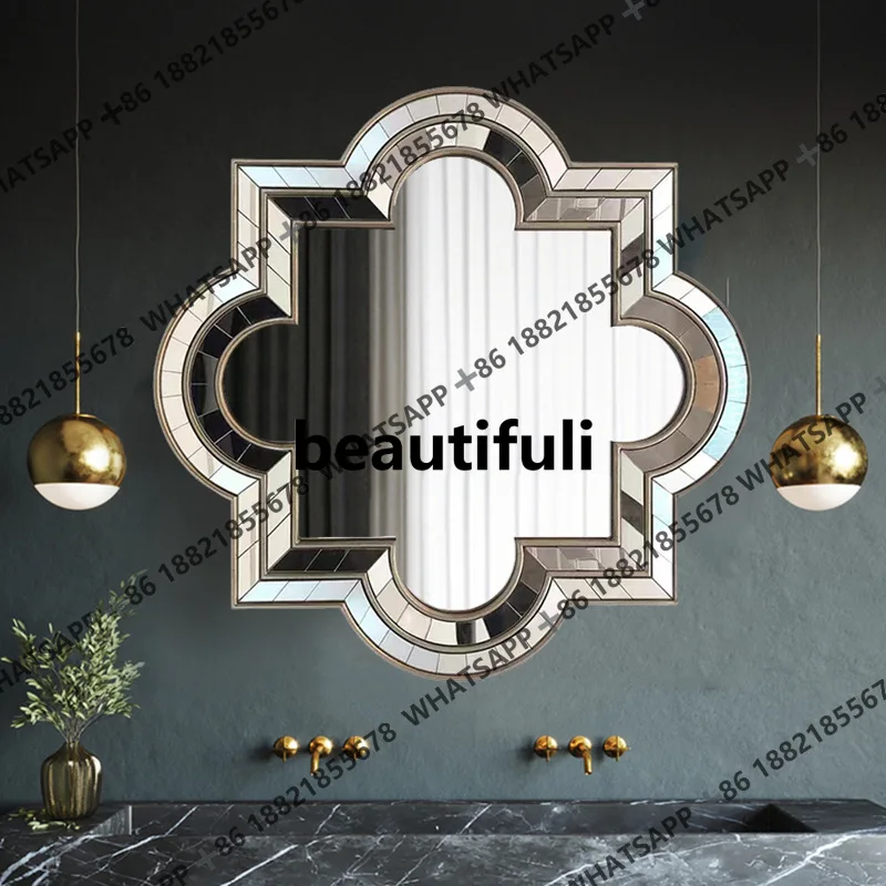 Bathroom mirror light luxury vanity glass surface furniture combination mirror entrance wall decoration bathroom mirror