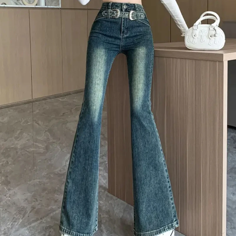 Estiramento vintage queimado calças à venda tendência 2025 barato streetwear calças jeans para mulheres hippie único z xxl das mulheres jeans alargamento