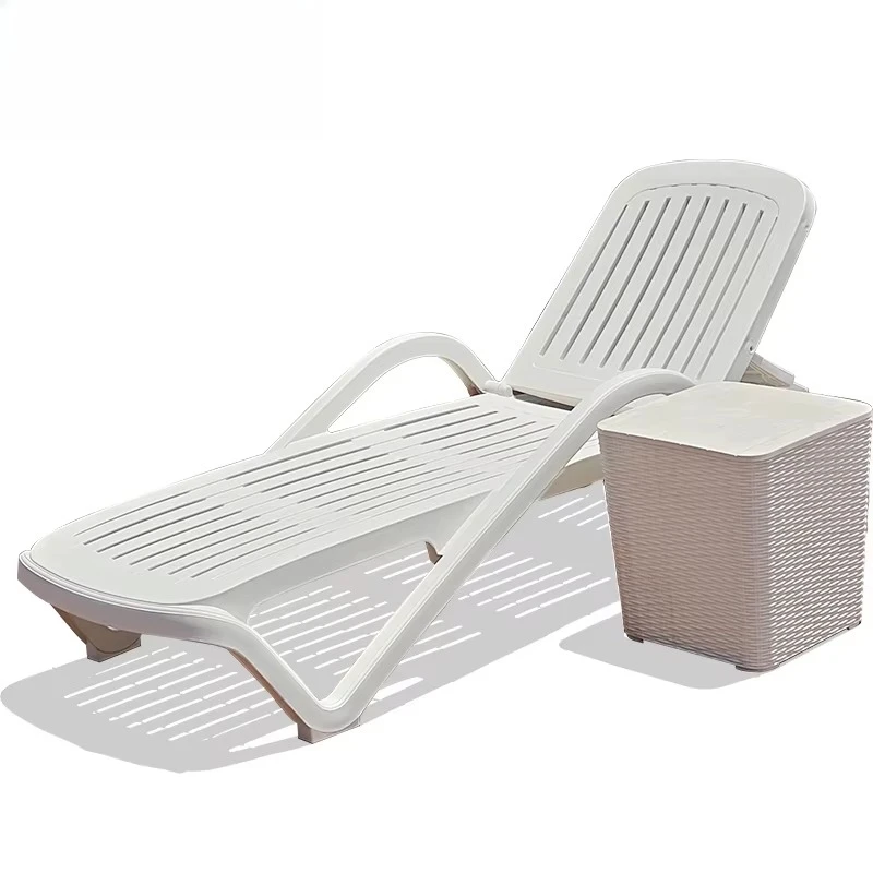 

Villa Outdoor Sun Lounger Plastic Durable White Pool Garden Lounge Chair Beach Chair