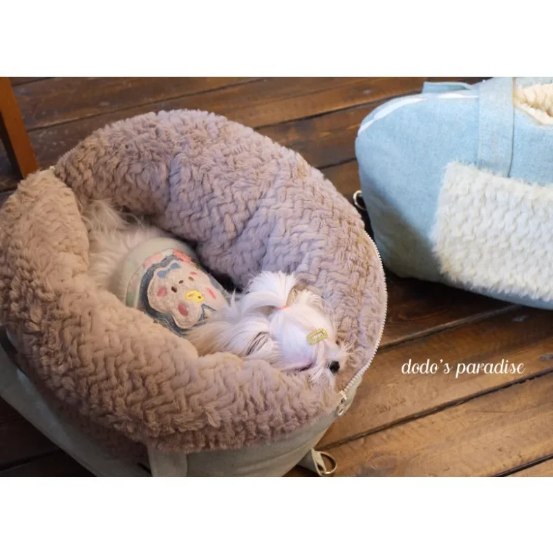 럭셔리 강아지 캐리어 겨울용 두꺼운 따뜻한 애완 동물 고양이 자동차 둥지, 야외 가방, 둥지 가방, 이중 사용 강아지 카시트, 치와와 애완 동물 액세서리