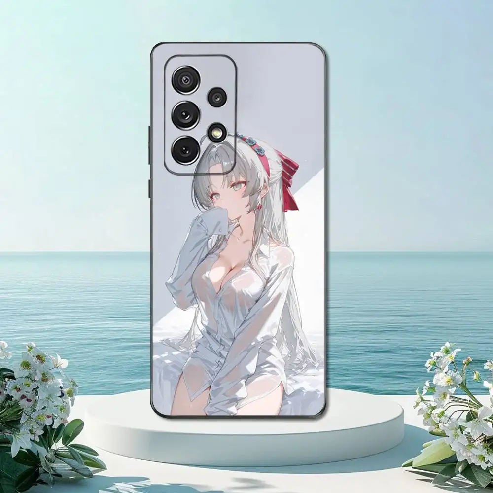 Casing Ponsel W-Wuthering Waves C-Carlotta untuk Samsung S22,S21,S20,S10,S9,S25,S24,S23,Ultra,FE,Plus,Lite, Sampul Hitam Silikon Lembut