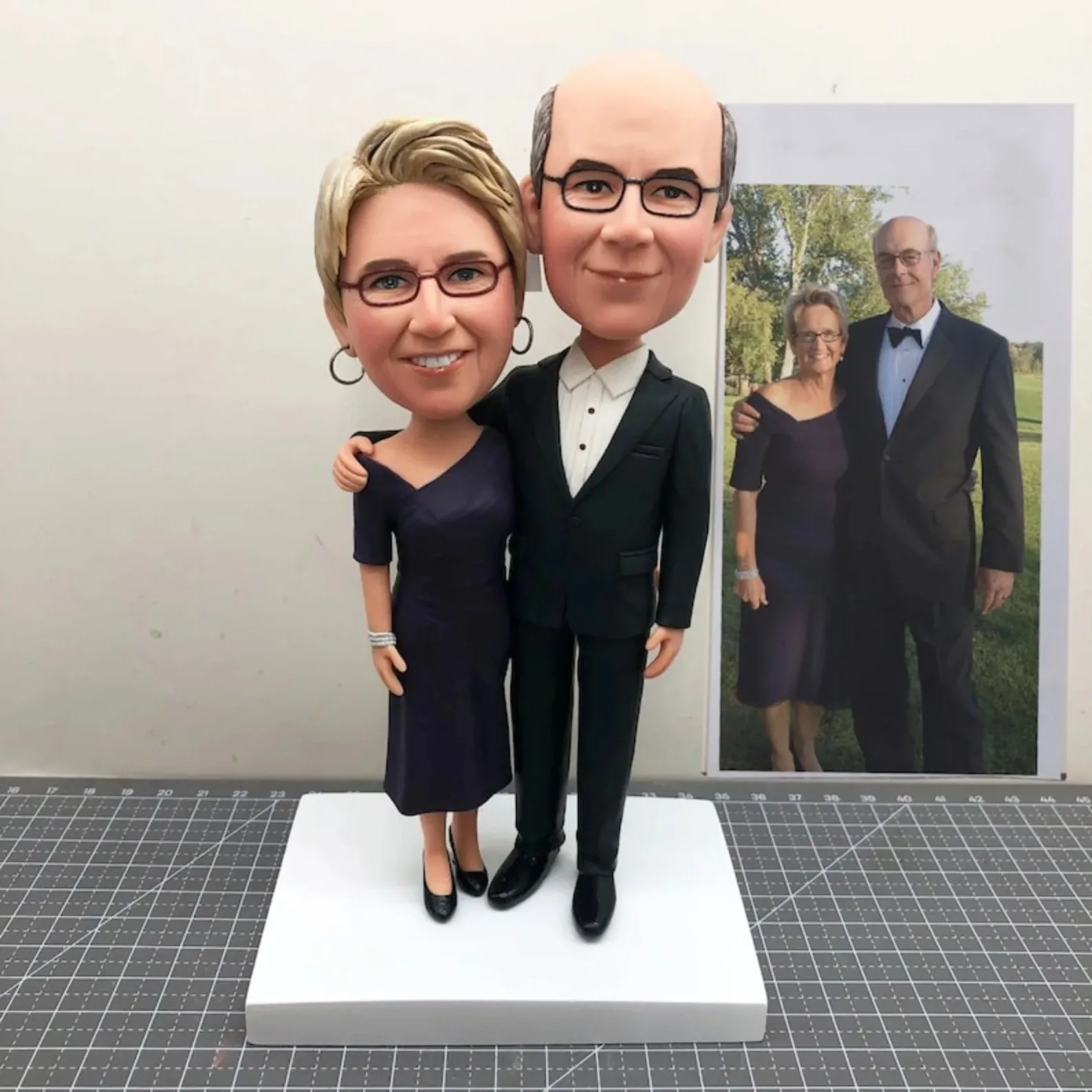 Bobbleheads Dolls Wedding Cake Topper Figurines Personalized from Photo Handmade Clay Anniversary Gift for Parents Keepsake Art