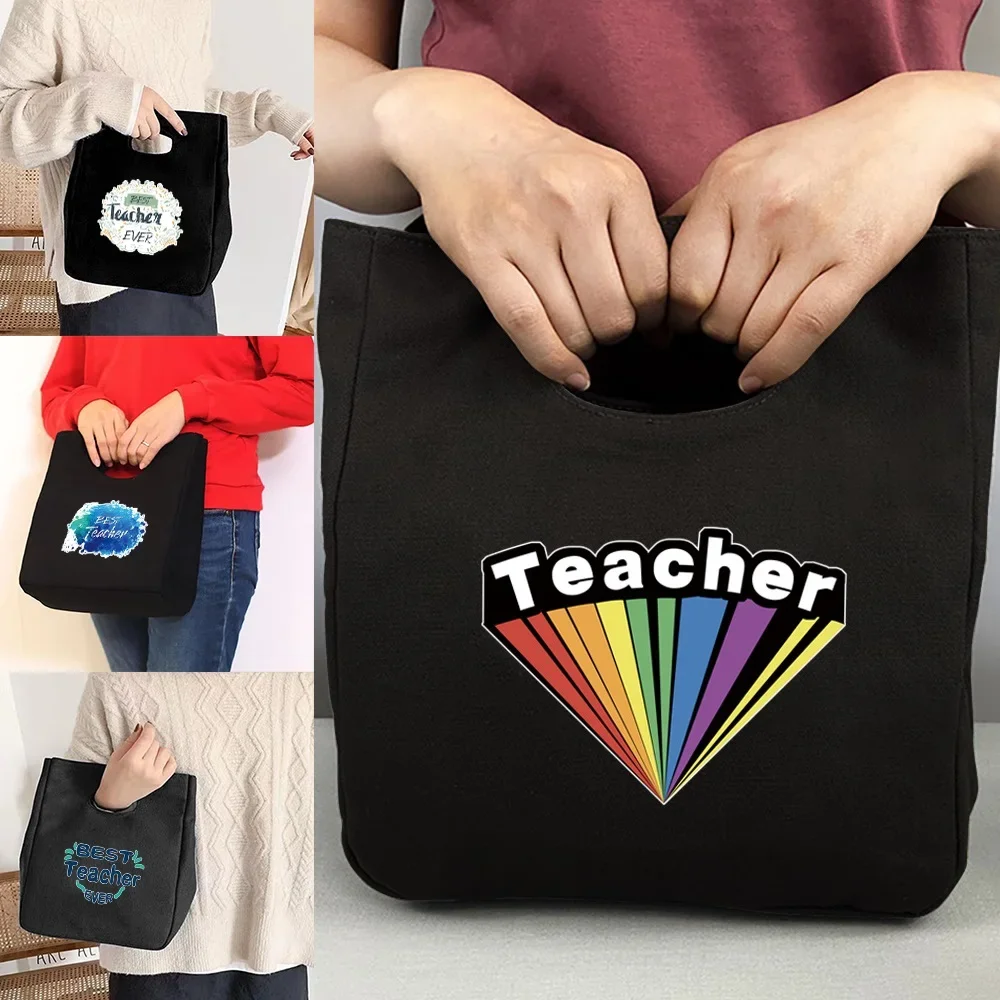 

Women Bag Tote Canvas Organizer Thermal Lunch Bag,for Picnics,Office,Teacher Print Eco Shopper Storage Bags Folding Travel Bag