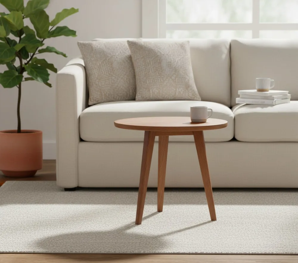 

Genuine 100% Hardwood Round Coffee Table with Hand-Wiped Sweet Oak Finish - Durable & Easy Assembly