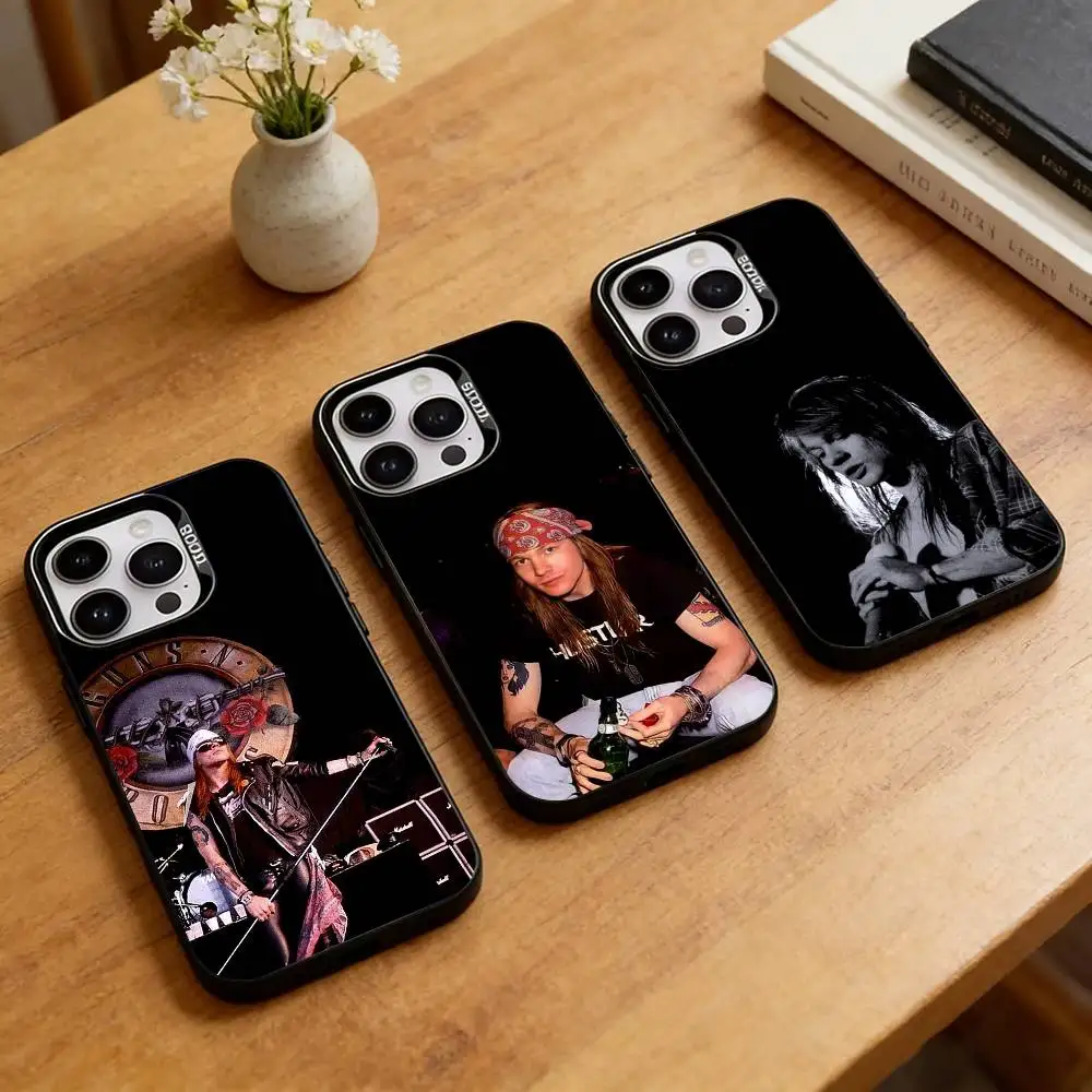 Funda para Teléfono con Diseño de Axl Rose, Cantante de Rock Clásico, para iPhone 17, 16, 15, 14, 13, 12, 11 Plus, Pro Max, XS, Funda Plateada Colorida