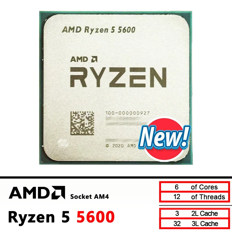 AMD Ryzen 5 5600 جديد R5 5600 3.5 جيجا هرتز 6-Core 12-Thread CPU 7NM L3=32M 100-000000927 المقبس AM4 #1