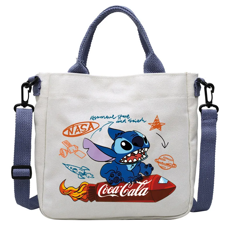 حقيبة يد قماشية من ديزني ستيتش للنساء حقائب يد كارتونية ليلو وستيتش وحزام كتف قابل للفصل وحقيبة كتف ذات سعة كبيرة